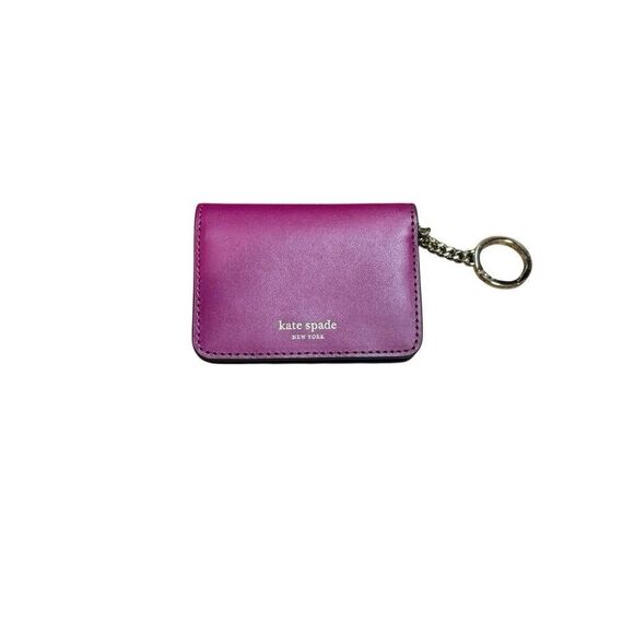 KATE SPADE Nadine Slim Bifold Key & Card Holder Wallet Cherrywood Leather Heart - Picture 2 of 4